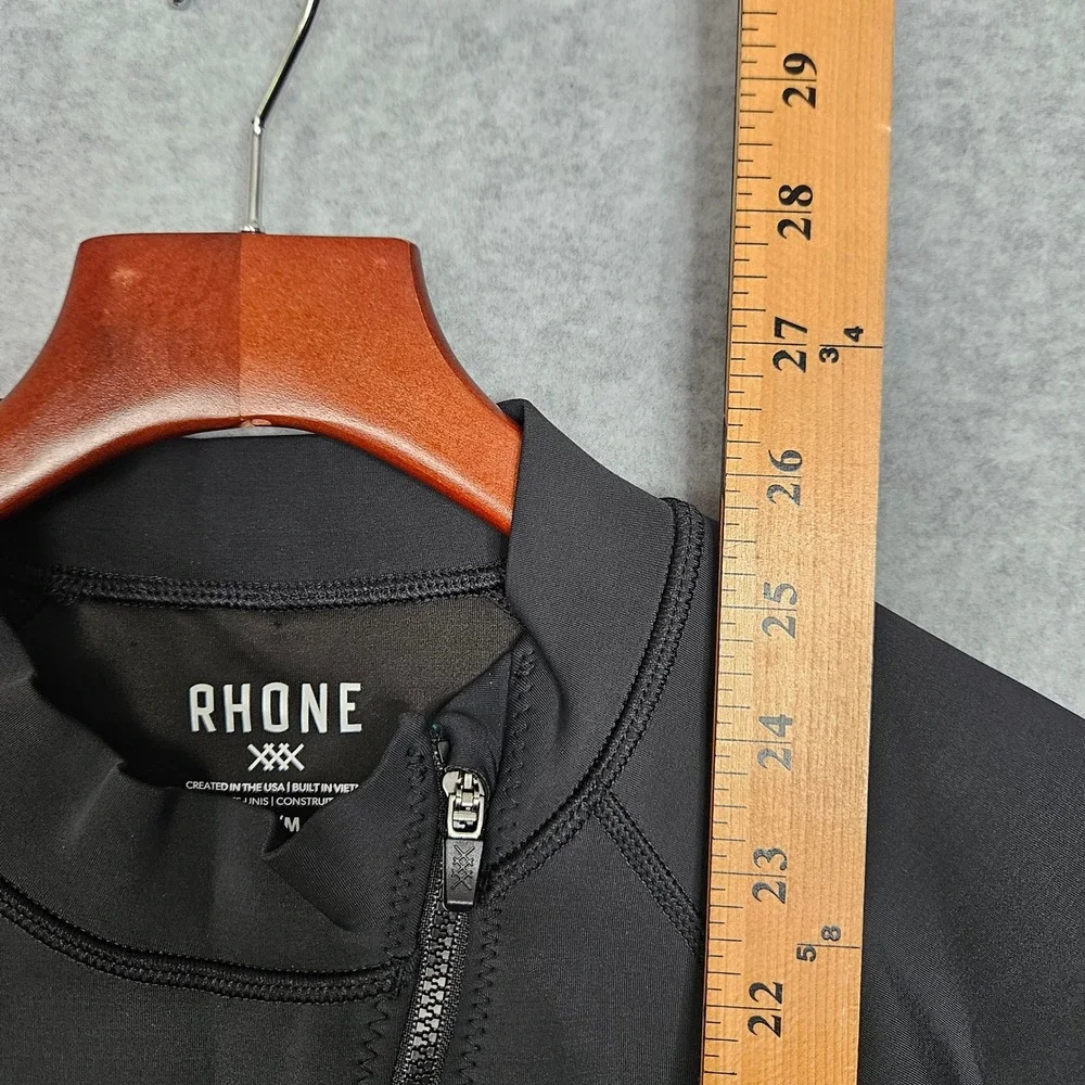 RHONE Mens Size Med Black Freeride Rashguard‎ Short Sleeve Zipper New